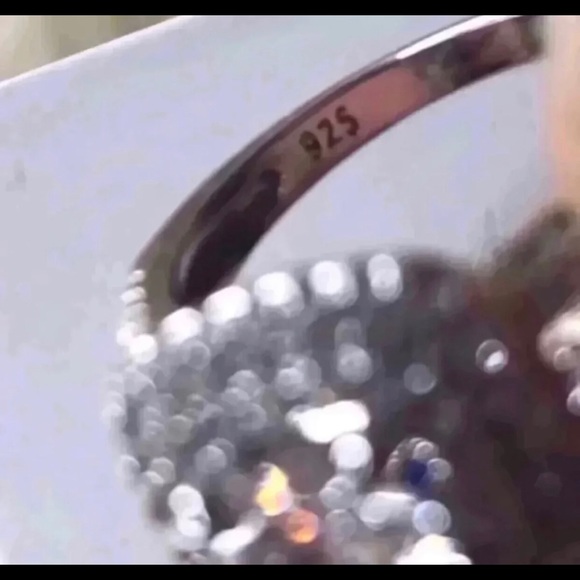 3 pcs 925 Silver Engagement Ring Wedding Band Set - Picture 4 of 5